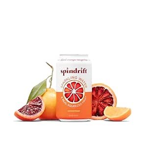 Spindrift Sparkling Water, Blood Orange Tangerine Flavored, Made with Real Squeezed Fruit, 12 Fl Oz Cans, Pack of 24 (Only 12 Calories per Can)