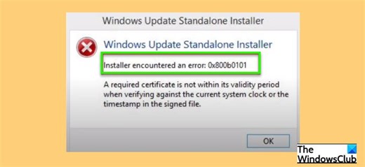 Windows Update Error 0x800B0101, Installer encountered an error