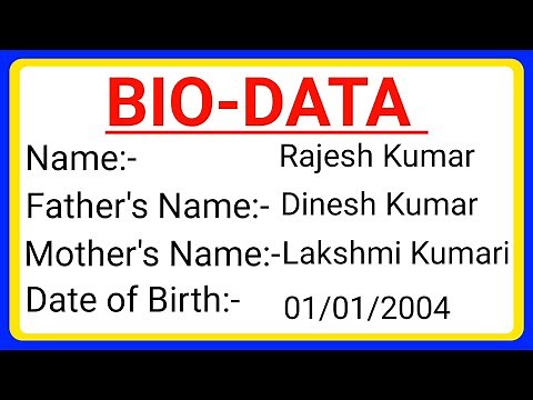Bio-Data format || Bio Data kaise banaye || How to make Bio Data in English || Bio data kaise likhe