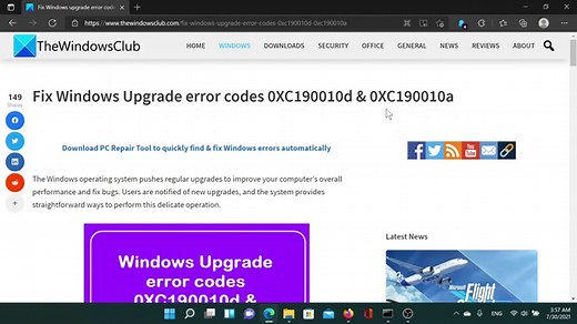 Windows Upgrade error 0XC190010d or 0XC190010a [Fix]