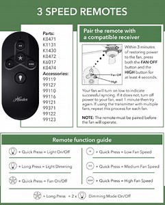 How to program a Hunter Ceiling Fan Remote - Pairing & Syncing