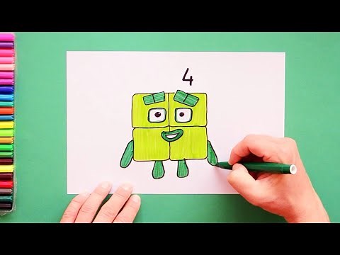 How to draw Number 4 (Numberblocks)