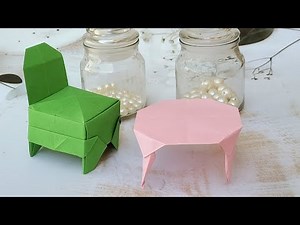 DIY Miniature Paper Furniture Set | Origami Table & Chair | Cute Mini Paper Crafts #papercrafts