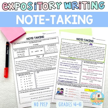 Note-Taking Worksheets (Expository Writing) | Grades 4-6