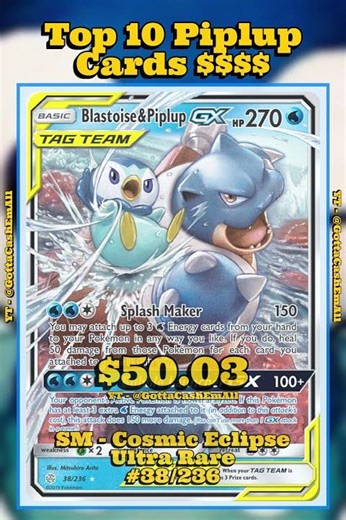 Top 10 RAREST & Most Valuable Piplup Pokémon Cards 😱💰 #pokemon #pokemoncards #pokémon #top10 #tcg