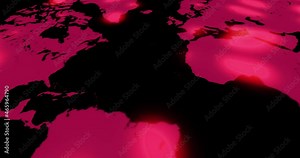 World map heatmap with hot color animated. Concept footage for climate change and global warming effects. Heating areas in earth map