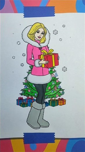 Coloring Barbie Christmas Gift Scene 🎁 | Fun Art For Kids