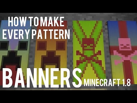 How To Make All Banner Patterns In Minecraft 1.8 - Banner / Flag Tutorial