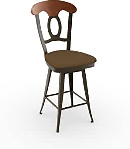 Amisco Cynthia Swivel Metal Barstool, 30-Inch, Antique Brass