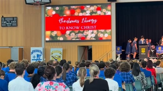 Our Prep to Year 9 Liturgy today. Our students shared a Christmas story in song and performance.#melbournearchdiocesecatholicschools | Emmaus College Melbourne