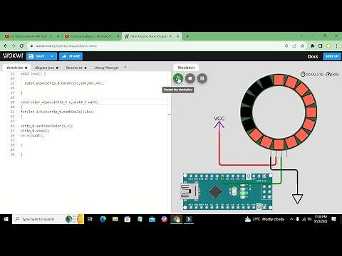 online simulation of neo pixel led ring(ws2812) with arduino nano in wokwi