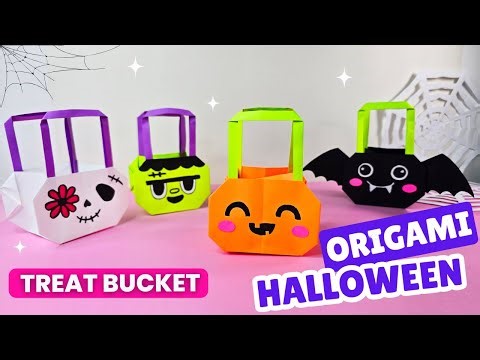 ORIGAMI HALLOWEEN CANDY BAG | PUMPKIN, BAT, VAMPIRE AND SKULL | DIY IDEAS FOR SPOOKY DECOR