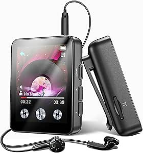 128GB Mini MP3 Player with Bluetooth 5.3,Portable Music Player for Kids with Clip,HiFi Sound,Voice Recorder,E-Book,Built-in HD Speaker,Digital Audio Player for Sport with Earphones & Screen Protector