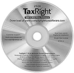 ComplyRight 2025 TaxRight Software Downloadable Card, State and Federal Tax Preparation Program
