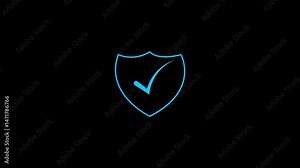 shield icon animation with check mark, tick mark verified icon, Success, correct or right choice security shield with check mark animation. Success correct approved animation.