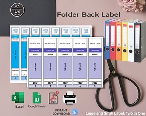Printable Folder Back Labels: Excel & Google Sheets Template (A4/US Letter) (digital Download) - Etsy