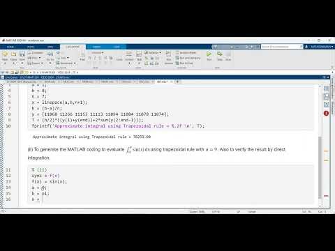 Trapezoidal Rule MATLAB coding