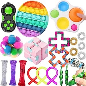 Fidget Toy Pack,Fidget Poppers Pop Its,Pop Bubble Popping Poppet Figit Package Fidgetget Toys Infinity Rubik Cube Stress Balls Sensory Toys (21-Fidget Pack)