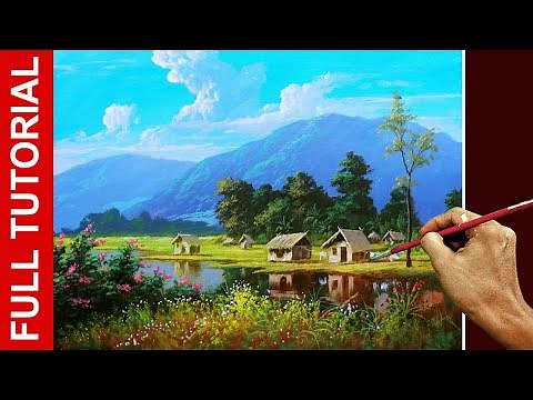 Tutorial : Acrylic Landscape Painting / Tropical Native Houses / JMLisondra