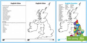 English Cities and Counties - Map Activity