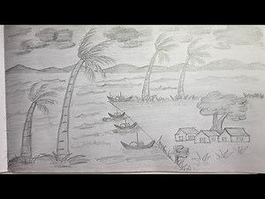 How to Draw Cyclone scenery | cyclone drawing easy | Nature Drawing |