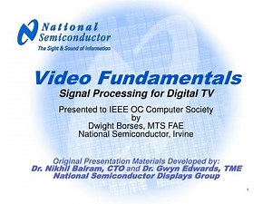 Video Fundamentals Signal Processing for Digital TV - SlideServe
