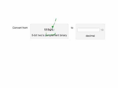 Example conversion from two's complement to decimal