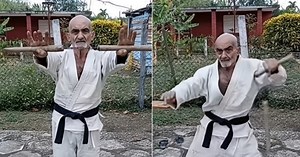 Cuban karate grandpa bursts onto social media with his nunchakus