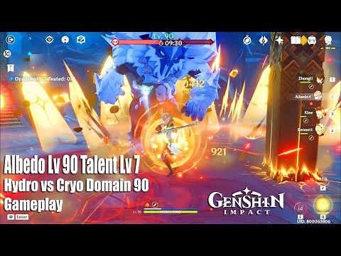 Genshin Impact - Albedo Lv 90 Talents Lv 7 Hydro vs Cryo Domain 90 Gameplay