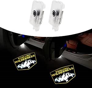 LED Car Door Logo Lights Courtesy Projector Laser Welcome Light Puddle lamp 2 pcs Compatible with Forester Outback Legacy Ascent Car Accessories (Wilderness-Yellow, Wilderness)