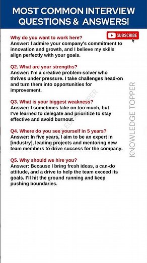 5 Most Common Job Interview Questions and Answers