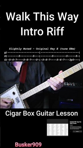 Walk This Way (Intro) by Aerosmith "No Chat" Lesson 3 String Cigar Box Guitar (cbg)