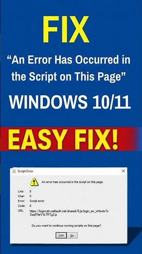 Fix Script Error in Windows 10/11 – Quick Solution! #shorts