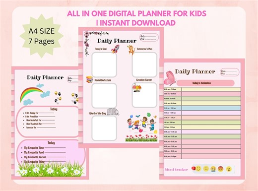 Kids Digital Planner: Daily, Weekly, Monthly Planner|kids Planner - Etsy