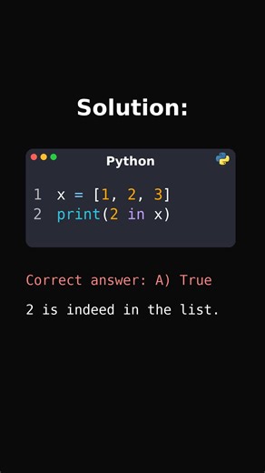 Could you solve this Python challenge? Subscribe for regular Python coding questions and improve your problem-solving abilities. These challenges are great for daily practice, coding interviews, and learning by doing. Run the quiz in your computer! . . . #PythonChallenge #LearnPython #PythonQuiz #CodingChallenge #PythonForBeginners #CodeNewbie #ProgrammingTips #CodePractice #DailyCoding #PythonExercises #DevLife #100DaysOfCode #TechContent #Debugging #ProgrammingQuiz #PythonTips #Python #Develop