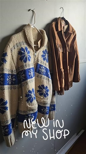 🔹️Women's Consignment Fashion on Instagram: "New in the shop 🤎 Authentic Cowichan wool sweater & vintage suede fringe jacket — two timeless Canadian classics for fall. 🍂 ♻️😃🌎👑Come by Earth and Crown Consignment to try them on — they won’t last long! . . . . . #cowichansweater #vintagefinds #fallstyle #canadianvintage #vintageprincegeorge #shoplocalpg #pgvintage #shoplocalbc #sustainablefashion #cozyseason #vintagestyle #pgbc #downtownpg #princegeorgebc"