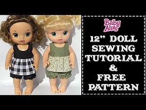 How to make Shirt for Baby Alive or 12" Doll FREE PATTERN