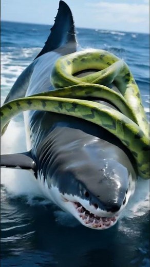 Anaconda vs Shark | Nature’s Deadliest Ocean Battle! 🐍🦈 #shorts #wildlifeentertainment #animals