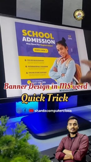 4K views · 132 reactions | ✅ How to Design School Admission Banner in MS Word ✅ How to Insert Shapes, Text Box, and WordArt in Poster ✅ How to Add Images and Logo in Banner ✅ Best Fonts for School Poster Design ✅ How to Set Page Layout and Orientation #reels #viral #banner #poster #design #viral #instamood #techtips #excel #banner #mswrod #trick #tip | Aniket Kumar | Facebook