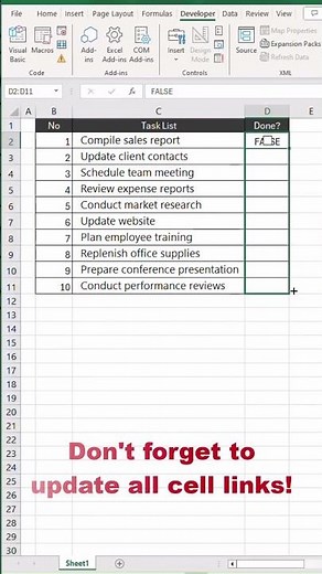 Checklist in Excel | 60 Seconds Tutorial #shorts