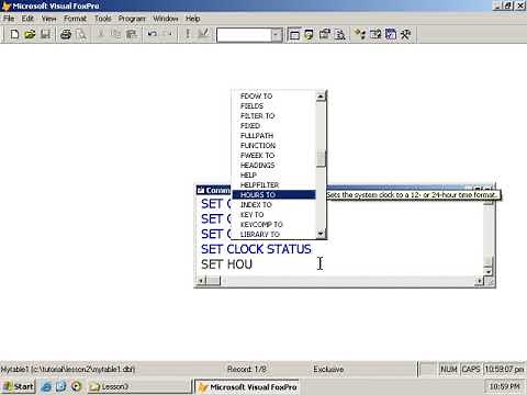Learn Visual FoxPro @ garfieldhudson.com - Using SET Commands (Lesson 16 of 30)