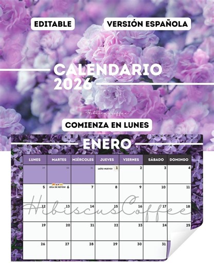 2026 Floral Calendar Editable in Canva | Colorful and Aesthetic Design | Printable PDF Template - Etsy