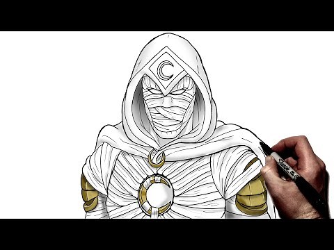 How To Draw Moon Knight | Step By Step | Marvel