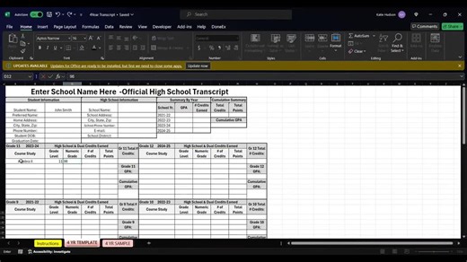 4-year High School Transcript Template | Excel & Google Sheets | Digital Download | Customizable | Homeschool - Etsy