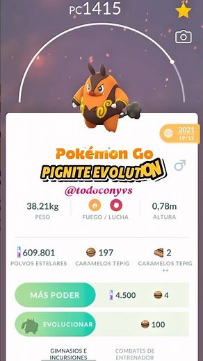 Pokémon Go | Pignite Evolution #pokemon #pokemongo #pokémonevolutions #pokemonunite