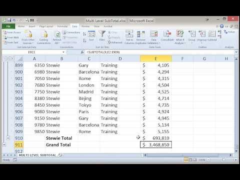 Multiple Level Sub-Total in Excel