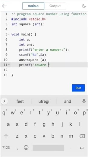 Square of a Number Using Function | Simple & Efficient Program Square of a Number #yt #ytshorts