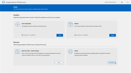 Repair and Restore your Computer Using SupportAssist OS Recovery