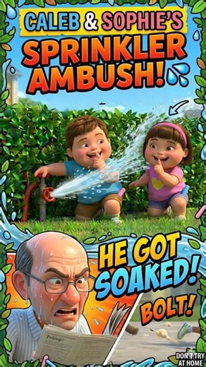 Caleb and Sophie's Neighborhood Chaos | The Lawn Sprinkler Ambush! 💦