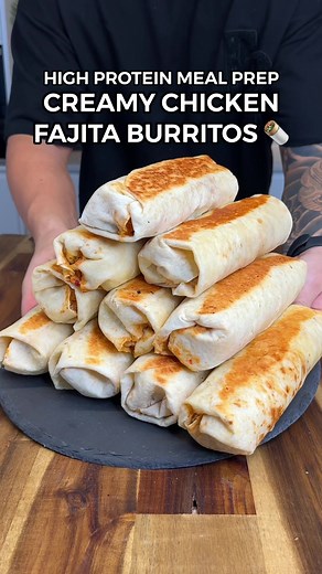 High Protein Creamy Chicken Fajita Burritos Recipe